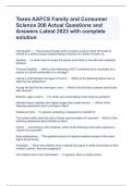 Texes AAFCS Family and Consumer Science 200 Actual Questions and Answers Latest 2023 with complete solution