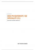 HESI PN MATERNITY/OB SPECIALITY (V1) - QUESTIONS & ANSWERS (GRADED A+) 100% VERIFIED BEST UPDATED VERSION