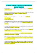 Strength Training Final Exam Questions and correct Answers
