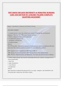 TEST BANK FOR SAFE MATERNITY & PEDIATRIC NURSING CARE 2ND EDITION BY LINNARD-PALMER COMPLETE CHAPTERS 2023&vert;NEW&excl;&excl;