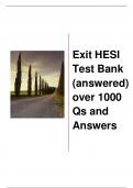 Exit HESI Test Bank (answered) over 1000 Qs and Answers  