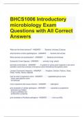 BHCS1006 Introductory microbiology Exam Questions with All Correct Answers 