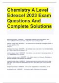Chemistry A Level Edexcel 2023 Exam Questions And Complete Solutions