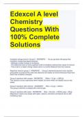 Edexcel A level Chemistry Questions With 100% Complete Solutions