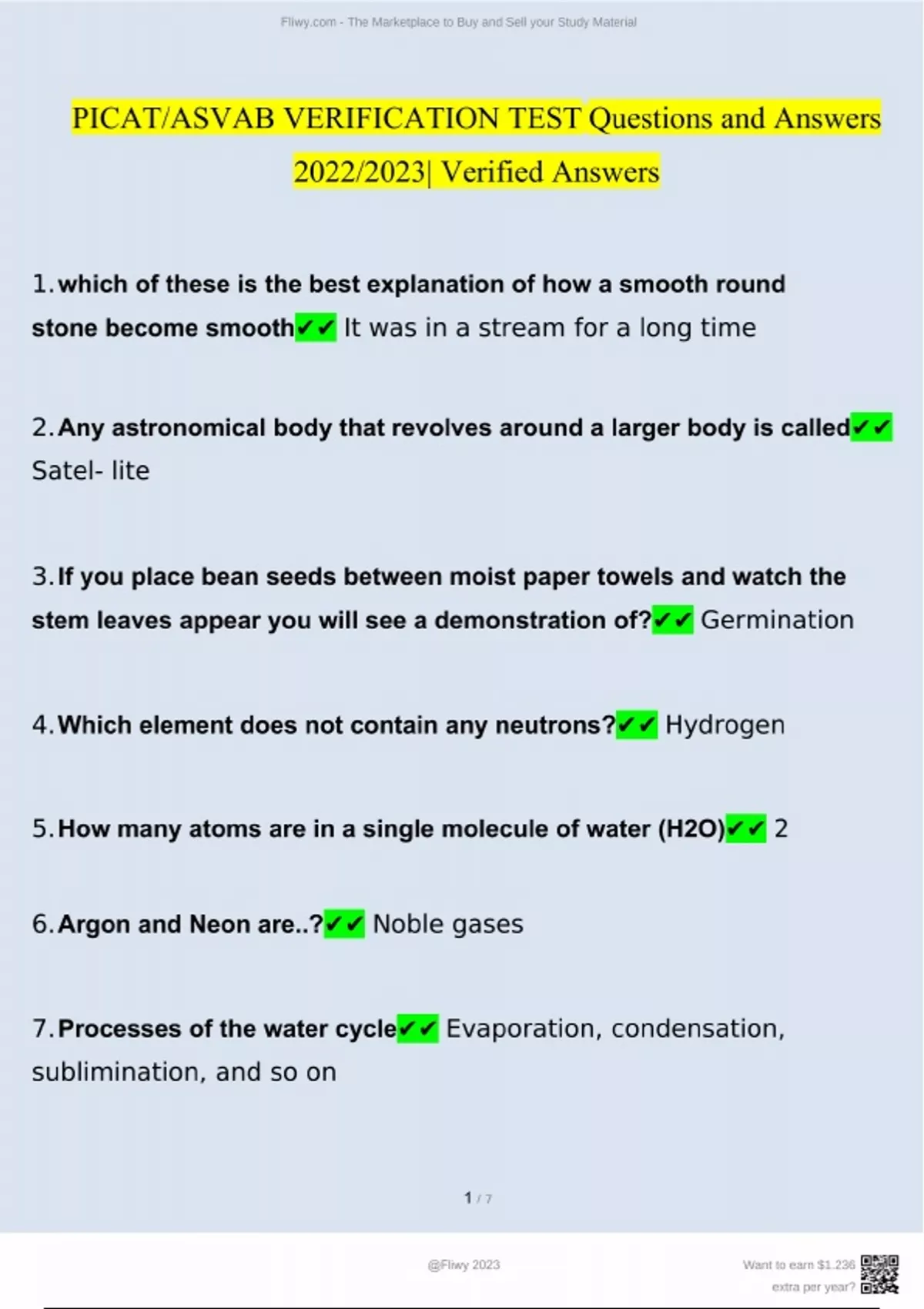 PICAT-ASVAB Test Verification Questions and Answers 2022-2023 100% Correct  Verified Answers - PICAT-ASVAB - Stuvia US