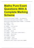 Maths Pure Exam Questions With A Complete Marking Scheme 