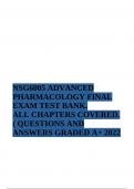 NSG6005 ADVANCED PHARMACOLOGY FINAL EXAM TEST BANK. ALL CHAPTERS COVERED. ( QUESTIONS AND ANSWERS GRADED A+ 2022.