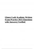 Glance Lash Academy Written Exam Practice 2023 (Questions with Answers) Verified