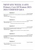 NRNP 6551 WEEK 11 6551 Primary Care Of Women 2023-2024&period;VERIFIED Q&A 