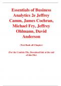 Essentials of Business Analytics 2e Jeffrey Camm, James Cochran, Michael Fry, Jeffrey Ohlmann, David Anderson (Test Bank)