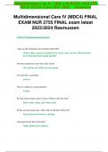 Multidimensional Care IV (MDC4) FINAL  EXAM NUR 2755 FINAL exam latest  2023/2024 Rasmussen