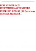 ATI FUNDAMENTALS PROCTORED EXAM 2019 RETAKE &lpar;All Questions Correctly Answered&rpar; Course