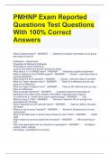 PMHNP Exam Reported Questions Test Questions With 100% Correct Answers 