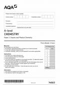 AQA A LEVEL CHEMISTRY PAPER 2 ORGANIC AND PHYSICAL CHEMISTRY [7405/2]