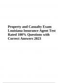 Property and Casualty Insurance Exam Louisiana Insurance Agent Test  Questions with Correct Answers 2023