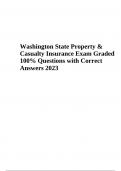 State Property & Casualty Insurance Washington Exam Questions with Correct Answers 2023 (Already Graded A) 