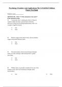 Complete Test Bank Psychology Frontiers And Applications 7th CANADIAN Edition Passer Questions & Answers with rationales &lpar;Chapter 1-17&rpar;