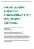 PRE-ASSESSMENT:  MARKETING  FUNDAMENTALS PDKO  WGU REVISED 2023//202