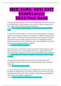 HESI EXIT MED SURG  EXAM&sol;Latest 2023&sol;TEST BANK QUESTIONS WITH 100&percnt; CORRECT ANSWERS