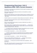 Programming Exercises&colon; Unit 4 Questions With 100&percnt; Correct Answers 