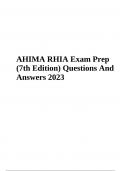 AHIMA RHIA Exam Prep &lpar;7th Edition&rpar; Questions And Answers 2023 &lpar;Already Graded A&plus;&rpar;