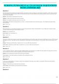 NURSING FUNDAMENTAL EXAM WEEK 10 QUESTIONS WITH ANSWERS 2023