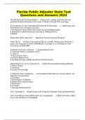 Florida Public Adjuster State Test Questions and Answers 2023