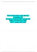 TEST BANK FOR VARCAROLIS’ Foundations Of Psychiatric-Mental Health Nursing, 8th Edition, By Morrison-Valfre -100% verified -2023-2024