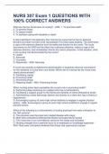 NURS 307 Exam 1 QUESTIONS WITH 100&percnt; CORRECT ANSWERS