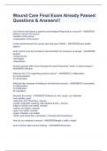 Wound Care Final Exam Already Passed Questions & Answers&excl;&excl;