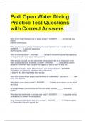 Padi Open Water Diving Practice Test Questions with Correct Answers 
