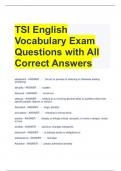 TSI English Vocabulary Exam Questions with All Correct Answers 