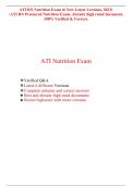 ATI RN Nutrition Exam (6 New Latest Versions, 2023) /ATI RN Proctored Nutrition Exam, Already high rated document, 100% Verified & Correct