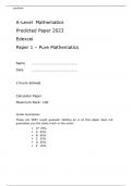 Edexcel A-Level Mathematics Predicted Paper 1 2023 – Pure Mathematics Questions attached with Answers