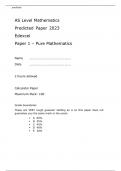Edexcel AS Level Mathematics Predicted Paper 1 2023  – Pure Mathematics Question Paper attached with Mark Scheme.