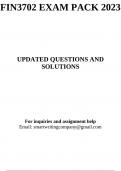 FIN3702 EXAM QUESTIONS PACK 2023