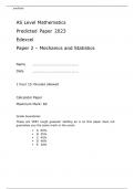 Edexcel AS Level Mathematics Predicted Paper 2 2023  &ndash; Mechanics and Statistics Question Paper attached with Mark Scheme&period;