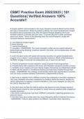 CBMT Practice Exam 2022&sol;2023 &vert; 101 Questions&vert; Verified Answers 100&percnt; Accurate&excl;&excl;