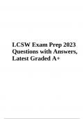 LCSW Exam Prep Questions with Answers Latest 2023  (Already Graded A+)