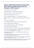 Illinois CNA Study Guide for State Test 2023 with Complete Questions and Answers 100% Correct