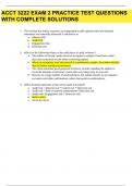 ACCT 3222 EXAM 2 PRACTICE TEST QUESTIONS WITH COMPLETE SOLUTIONS