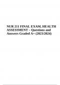 NUR 211 HEALTH ASSESSMENT FINAL EXAM Review Questions and Answers 2023/2024 (Already Graded A+ )