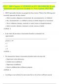 •	PSYC 3082 Chapter 11 PERSONALITY DISORDERS Exam Questions and Answers Graded A+ New Update 2022/2023