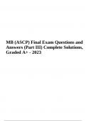MB ASCP Final Exam Practice Questions and Answers Part III (Already Graded A+ - 2023)