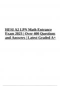 HESI A2 LPN Math Entrance Exam Questions and Answers 2023 ( Latest Already  Graded A+)
