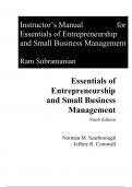 Essentials of Entrepreneurship and Small Business Management, 9e Norman Scarborough, Jeffrey Cornwall (Solution Manual)