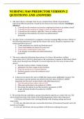 NURSING 3165 PREDICTOR VERSION 2 QUESTIONS AND ANSWERS 