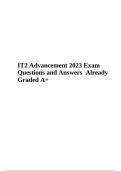 IT2 Advancement  Final Exam Practice Questions and Answers 2023 &lpar;Already Graded A&plus;&rpar;