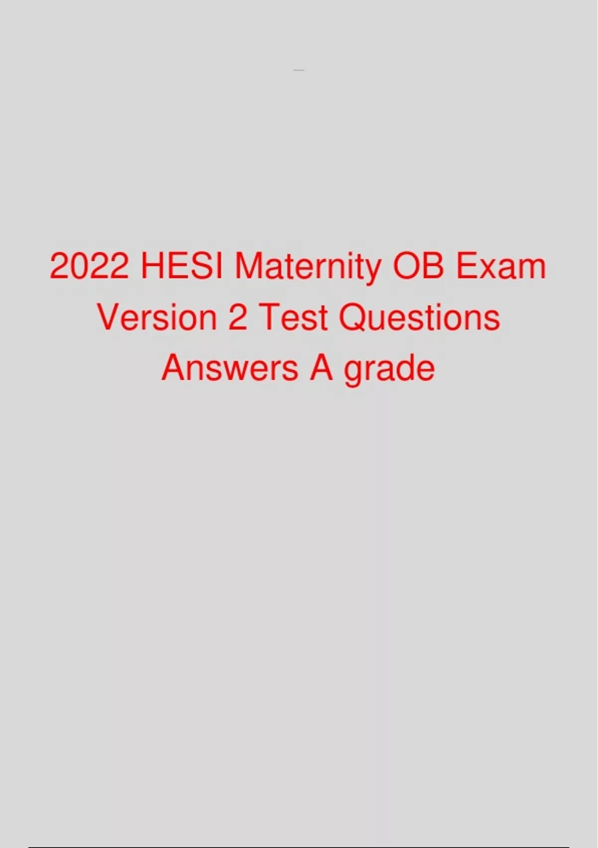 2022/23 Hesi maternity ob exam version 2 test questions Answers - Ati ...