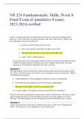 NR 224 Fundamentals  Skills, Week 8 Final Exam (Cumulative Exam)-2023-2024,verified